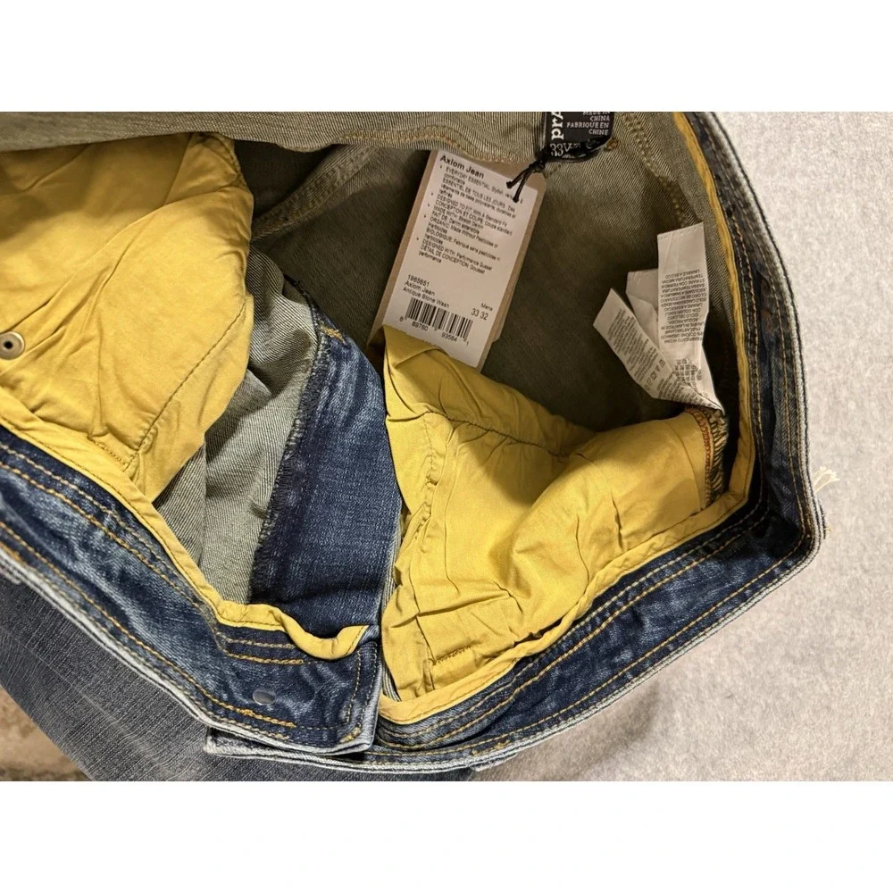NEW Prana Axiom Jeans Men's 33x32 Stretch Straight Leg Stone Wash Performance